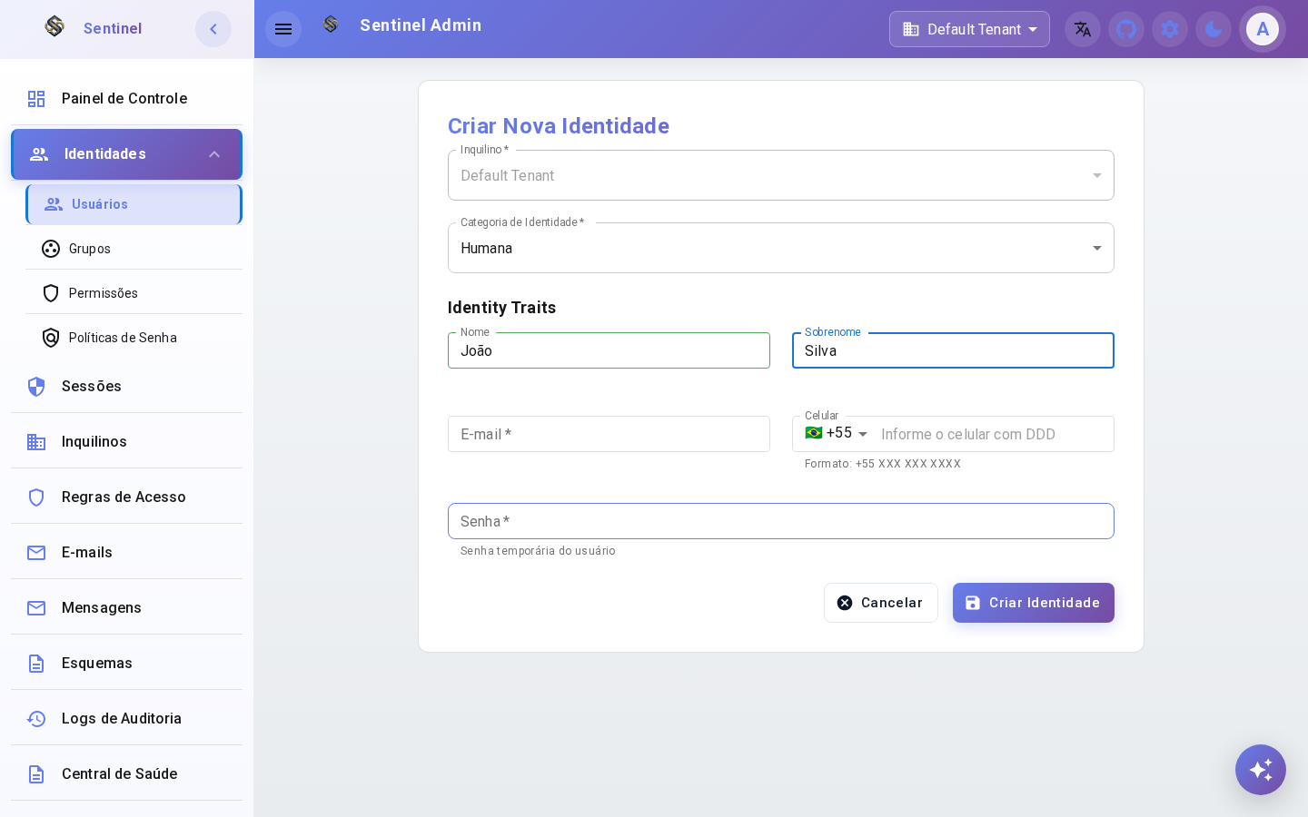 Create User Form Filled